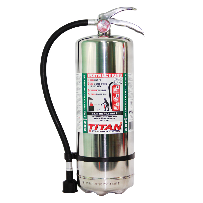 6 Litre (1.6gal) TITAN KClass Fire Extinguisher (Stainless Steel